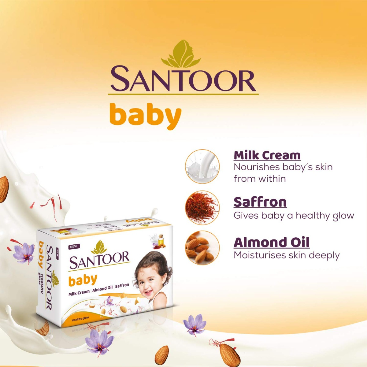Santoor Baby Healthy Glow Soap, 375 gm (3x125 gm), Pack of 1 Santoor Baby Healthy Glow Soap, 375 gm (3x125 gm), Pack of 1