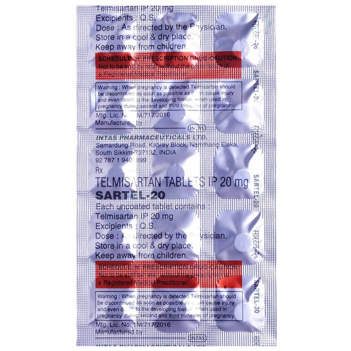 Sartel-20 Tablet 15's, Pack of 15 TABLETS Sartel-20 Tablet 15's, Pack of 15 TABLETS