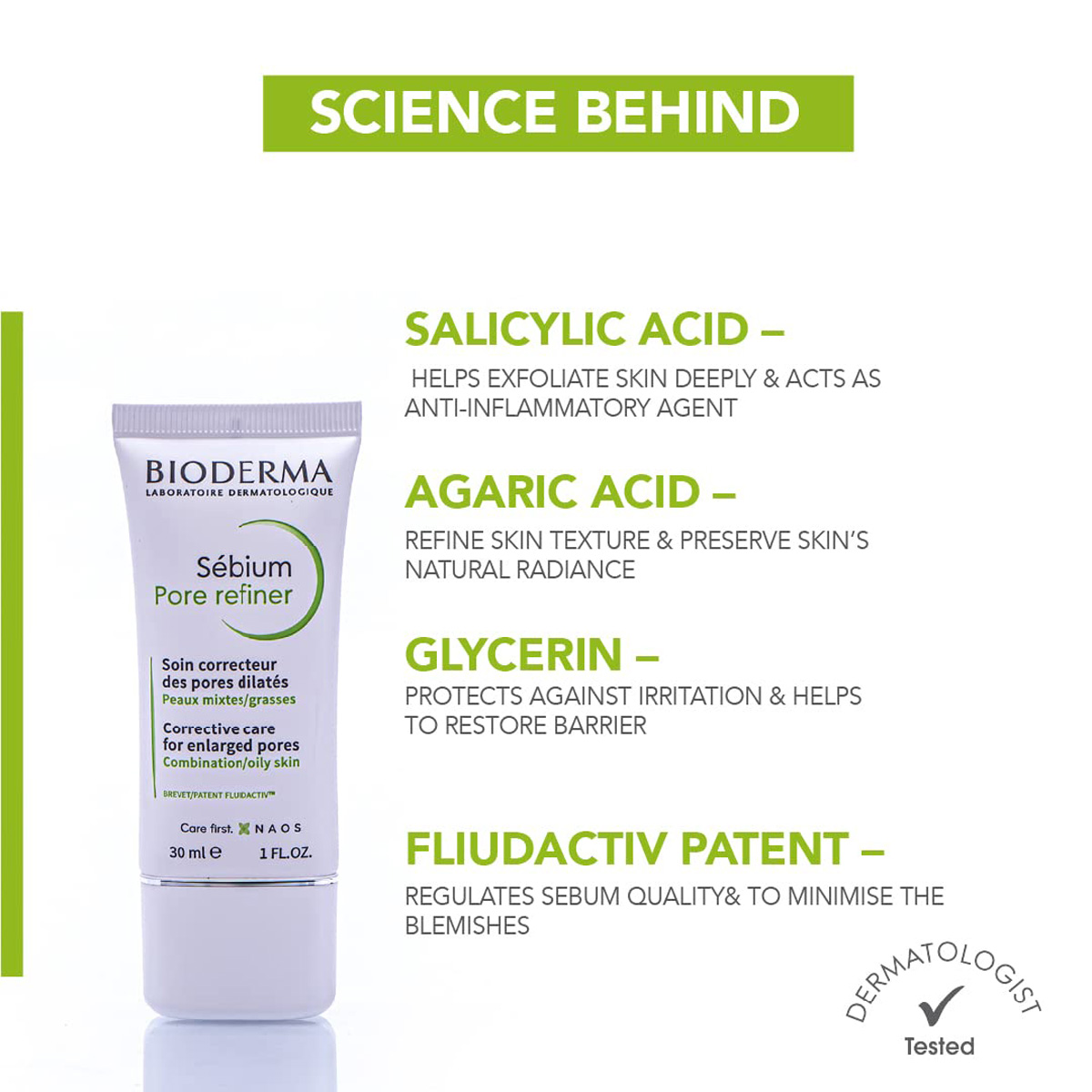 Bioderma Sebium Pore Refiner Cream 30 ml | Salicylic Acid, Agaric Acid, Glycerin | Tightens Pore | For Combination/Oily Skin, Pack of 1 Bioderma Sebium Pore Refiner Cream 30 ml | Salicylic Acid, Agaric Acid, Glycerin | Tightens Pore | For Combination/Oily Skin, Pack of 1