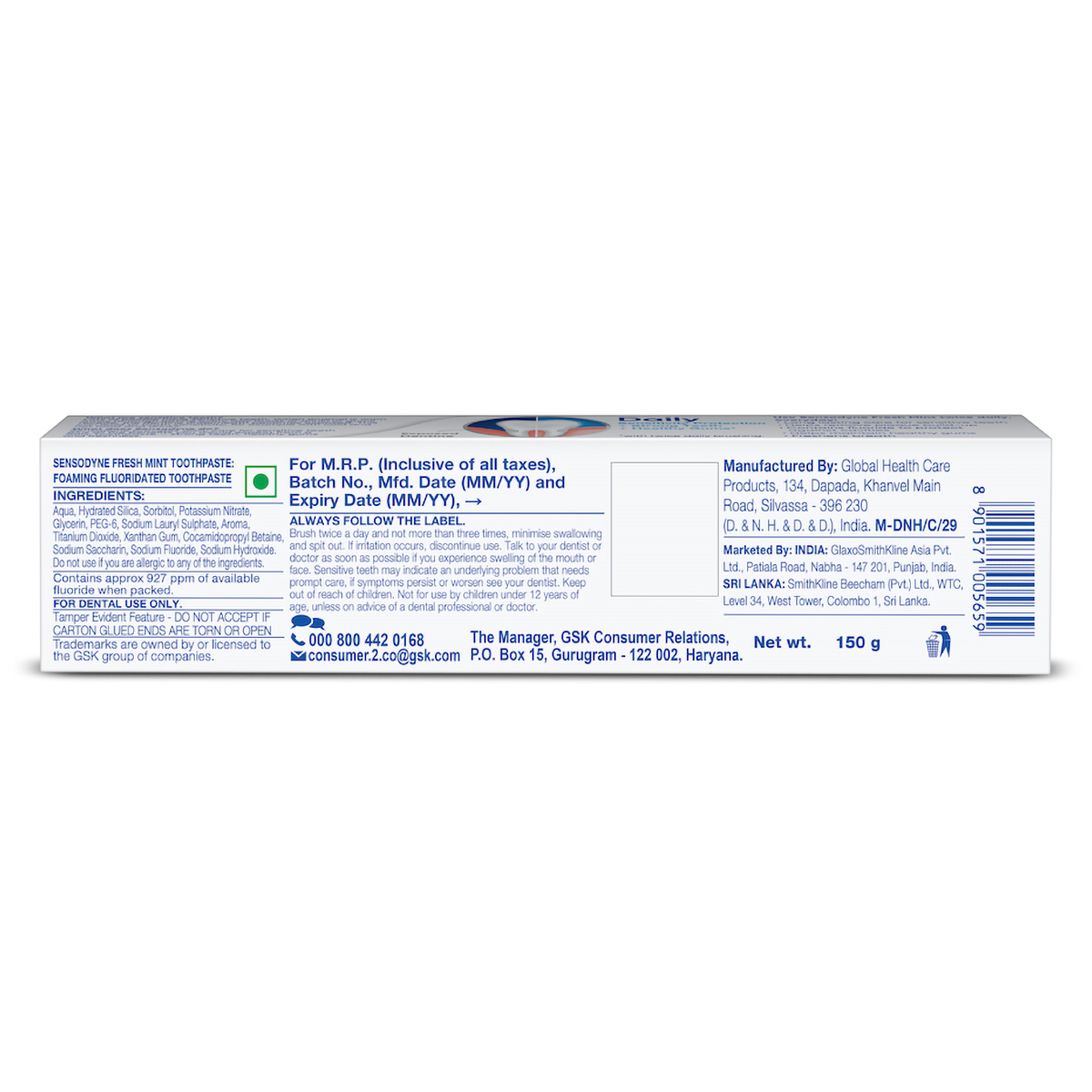 Sensodyne Fresh Mint Toothpaste, 150 gm, Pack of 1 Sensodyne Fresh Mint Toothpaste, 150 gm, Pack of 1