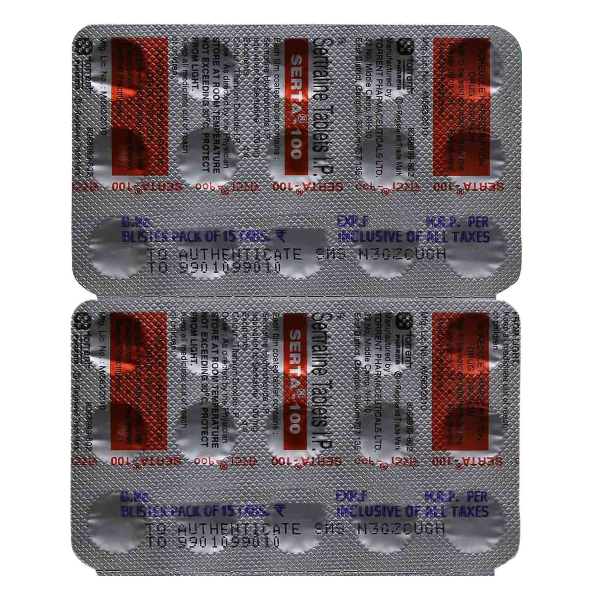 Serta-100 Tablet 15's, Pack of 15 TABLETS Serta-100 Tablet 15's, Pack of 15 TABLETS