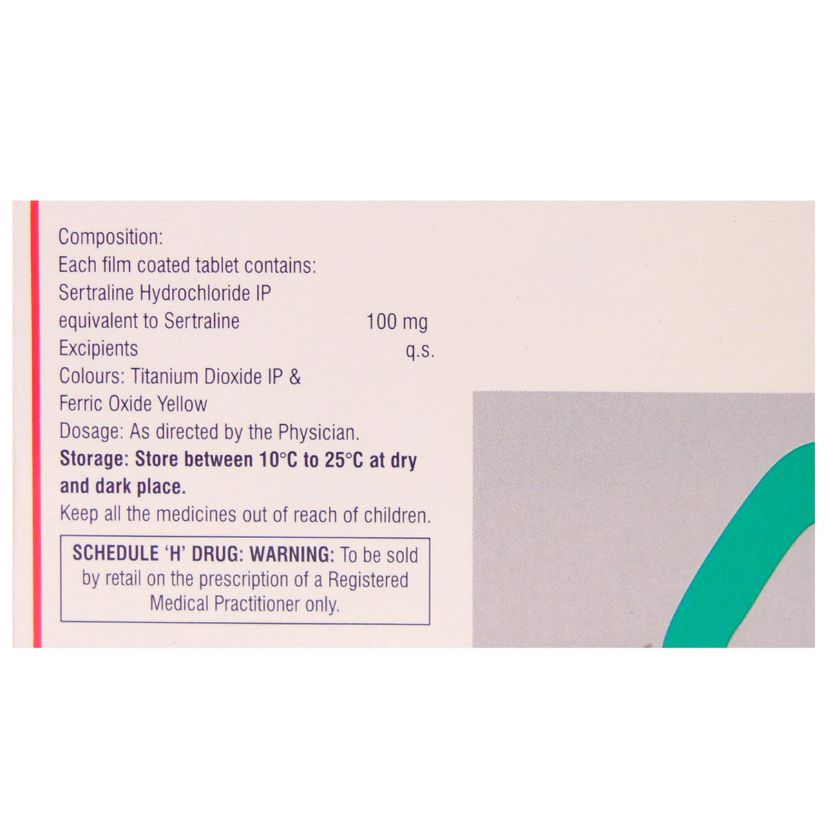 Serlift 100 Tablet 10's, Pack of 10 TABLETS Serlift 100 Tablet 10's, Pack of 10 TABLETS