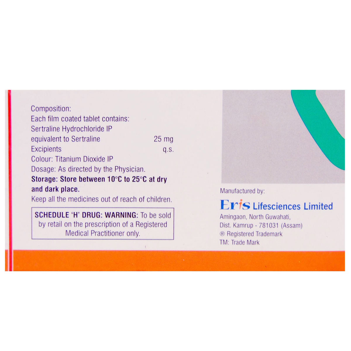 Serlift 25 Tablet 10's, Pack of 10 TABLETS Serlift 25 Tablet 10's, Pack of 10 TABLETS