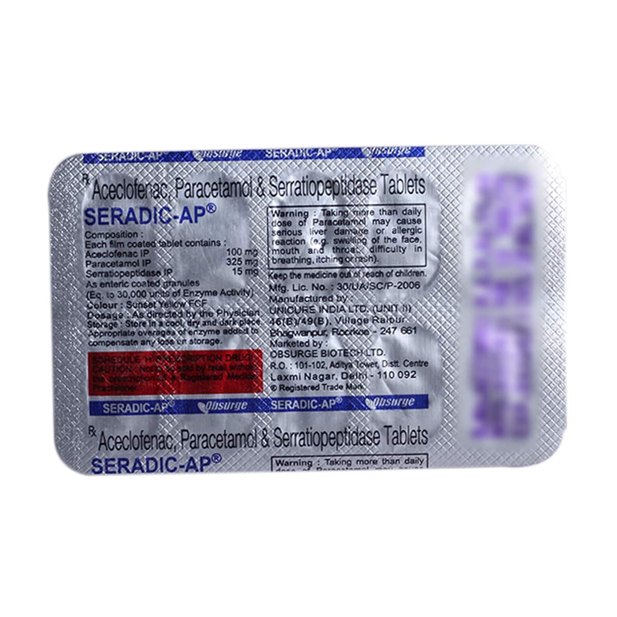 Seradic AP Tablet 10's, Pack of 10 TABLETS Seradic AP Tablet 10's, Pack of 10 TABLETS