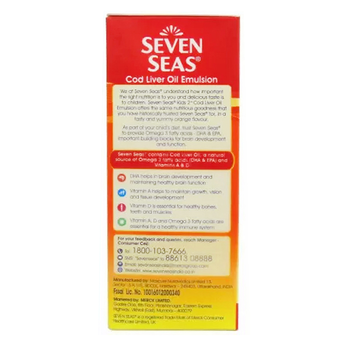 Seven Seas Kids Orange Flavour Cod Liver Oil, 100 ml, Pack of 1 Seven Seas Kids Orange Flavour Cod Liver Oil, 100 ml, Pack of 1