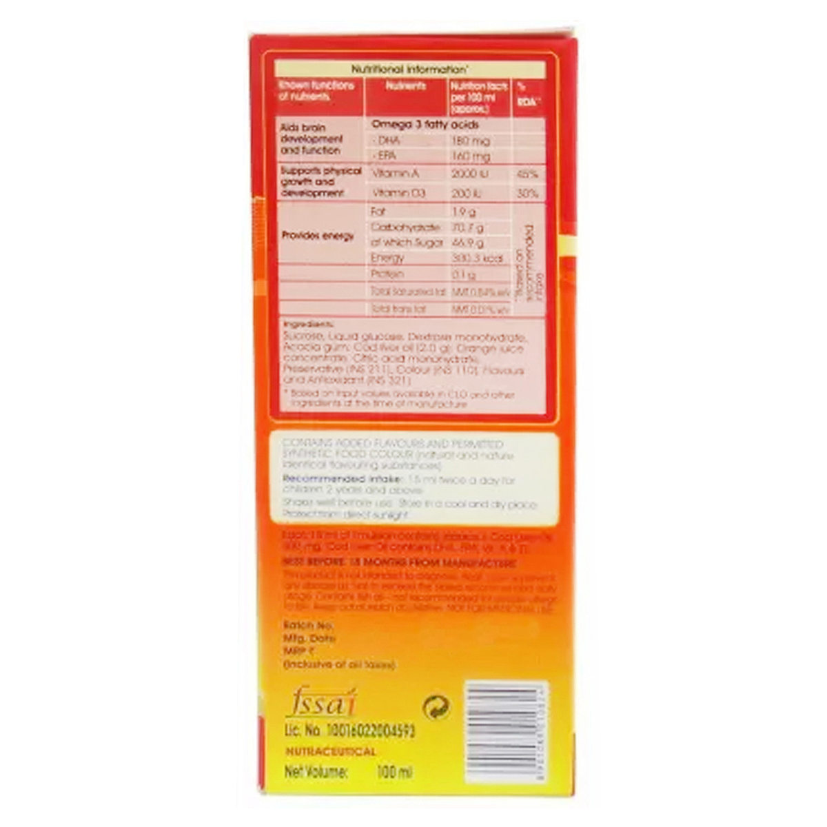 Seven Seas Kids Orange Flavour Cod Liver Oil, 100 ml, Pack of 1 Seven Seas Kids Orange Flavour Cod Liver Oil, 100 ml, Pack of 1