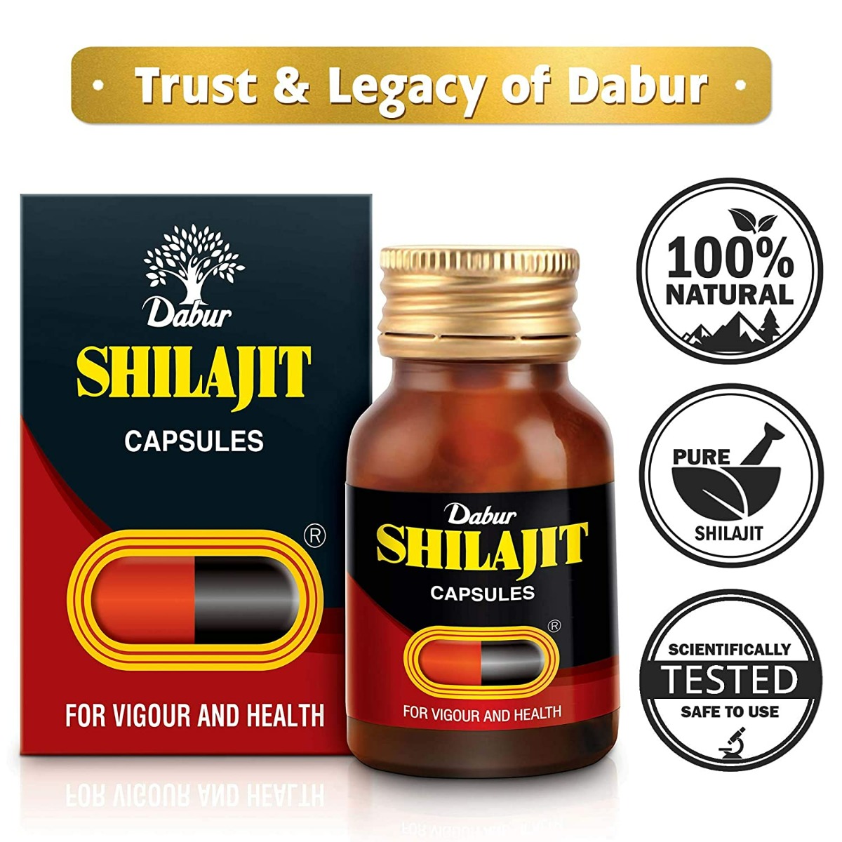 Dabur Shilajit for Vigour & Health, 100 Capsules, Pack of 1 Dabur Shilajit for Vigour & Health, 100 Capsules, Pack of 1