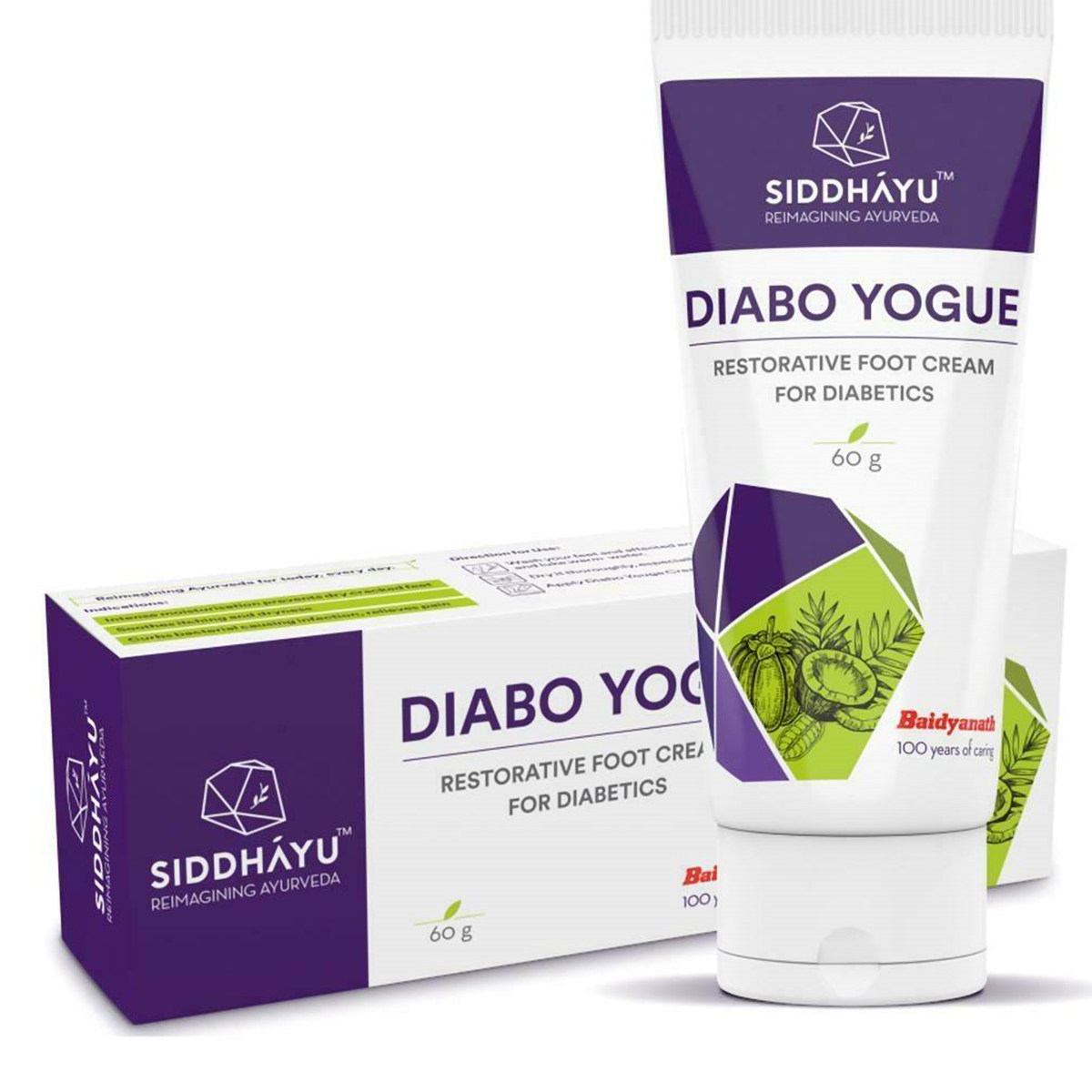 Siddhayu Diabo Yogue Restorative Foot Cream 60 gm | Intense Moisturization To Prevent Dry Cracked Feet | Soothes Itching | Relieves Pain | For Diabetic Foot Problems, Pack of 1 Siddhayu Diabo Yogue Restorative Foot Cream 60 gm | Intense Moisturization To Prevent Dry Cracked Feet | Soothes Itching | Relieves Pain | For Diabetic Foot Problems, Pack of 1