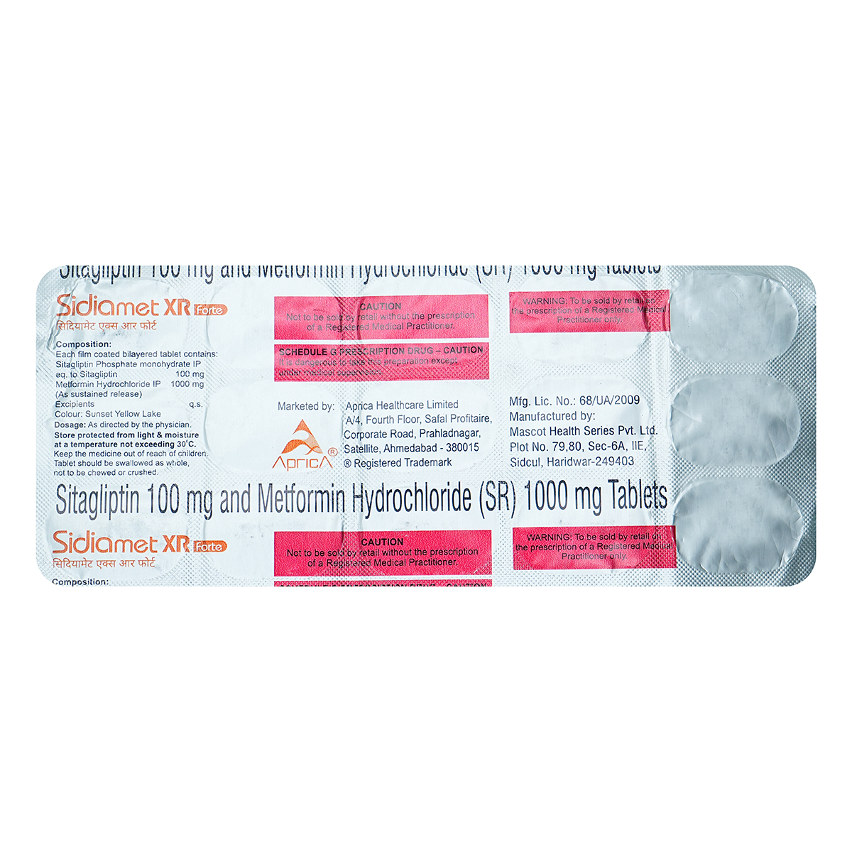 Sidiamet XR Forte 100/1000 Tablet 15's, Pack of 15 TabletS Sidiamet XR Forte 100/1000 Tablet 15's, Pack of 15 TabletS