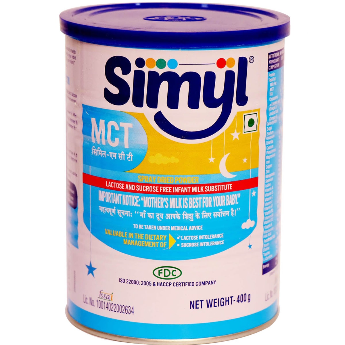Simyl MCT Infant Milk Substitute, 400 gm Tin, Pack of 1 Simyl MCT Infant Milk Substitute, 400 gm Tin, Pack of 1