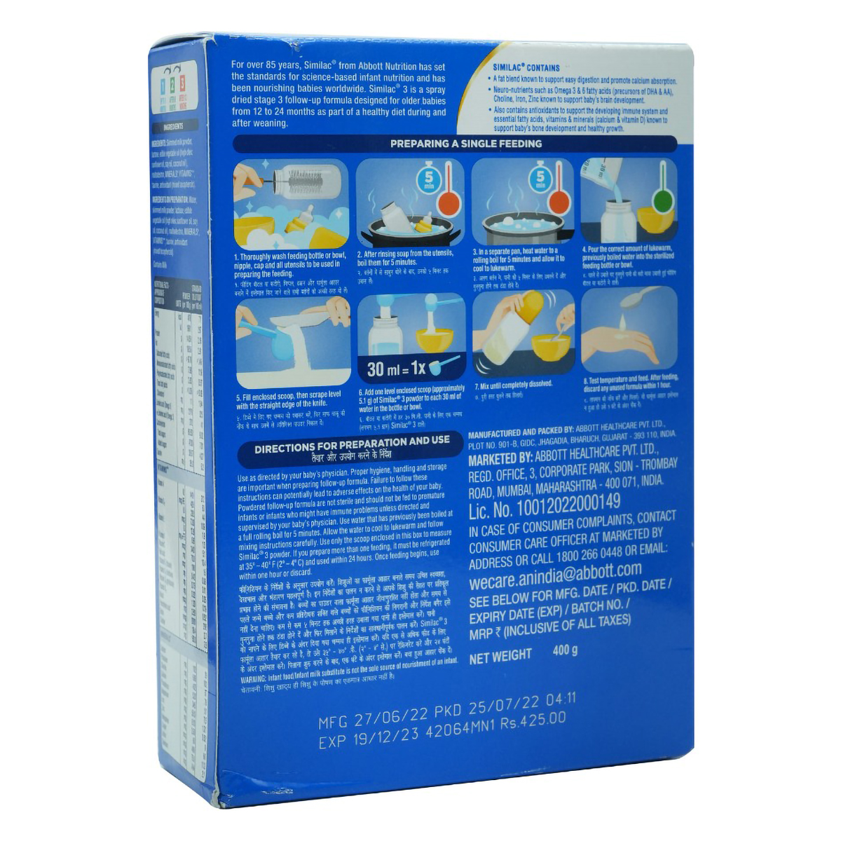 Similac Follow-Up Formula Stage 3 Powder (After 12 Months), 400 gm Refill Pack, Pack of 1 Similac Follow-Up Formula Stage 3 Powder (After 12 Months), 400 gm Refill Pack, Pack of 1