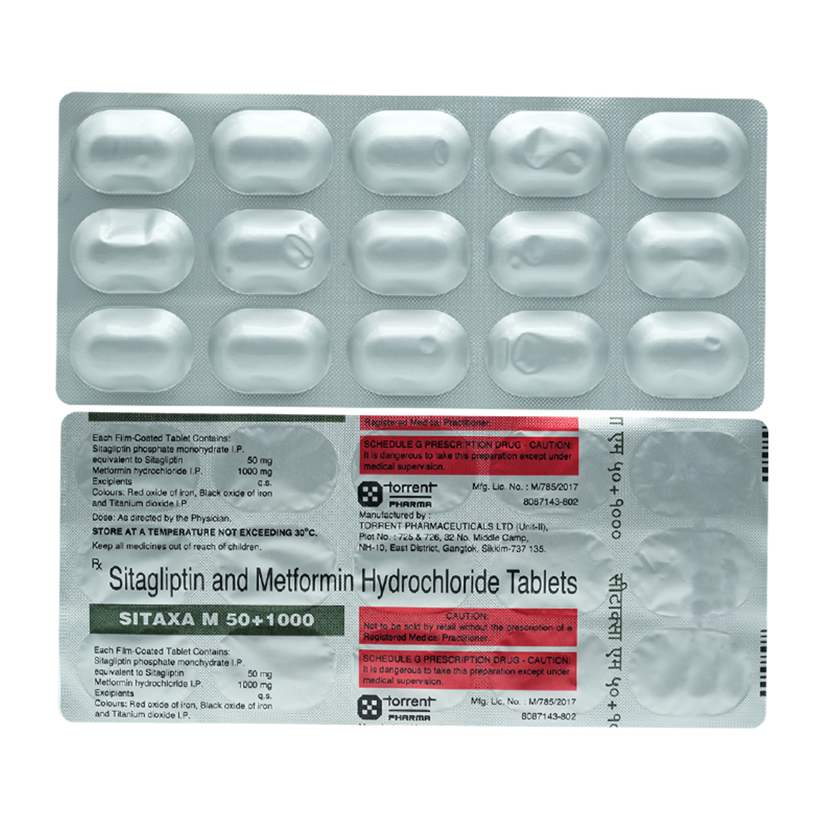 Sitaxa M 50 mg/1000 mg Tablet 15's, Pack of 15 TabletS Sitaxa M 50 mg/1000 mg Tablet 15's, Pack of 15 TabletS