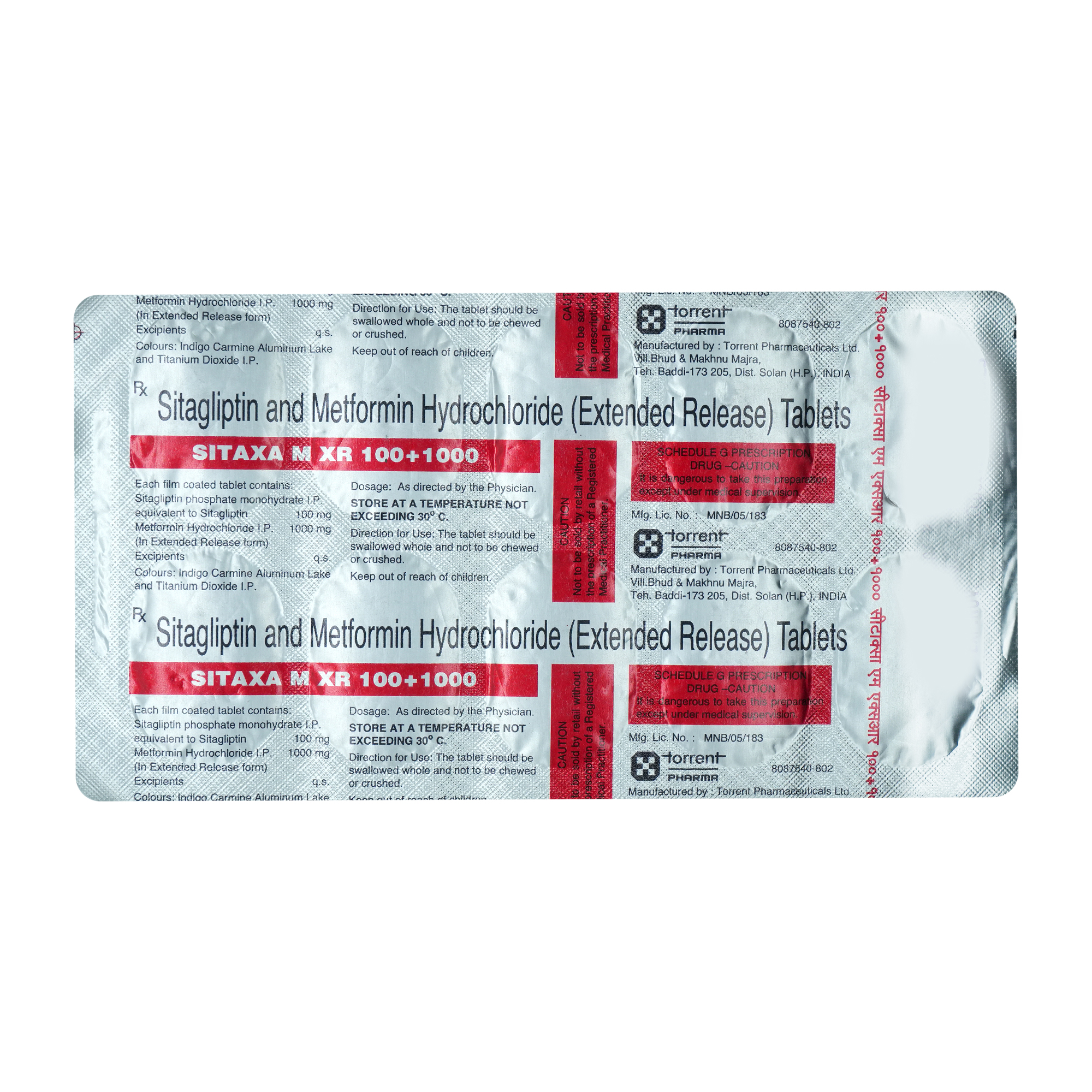 Sitaxa M XR 100 mg/1000 mg Tablet 10's, Pack of 10 TabletS Sitaxa M XR 100 mg/1000 mg Tablet 10's, Pack of 10 TabletS