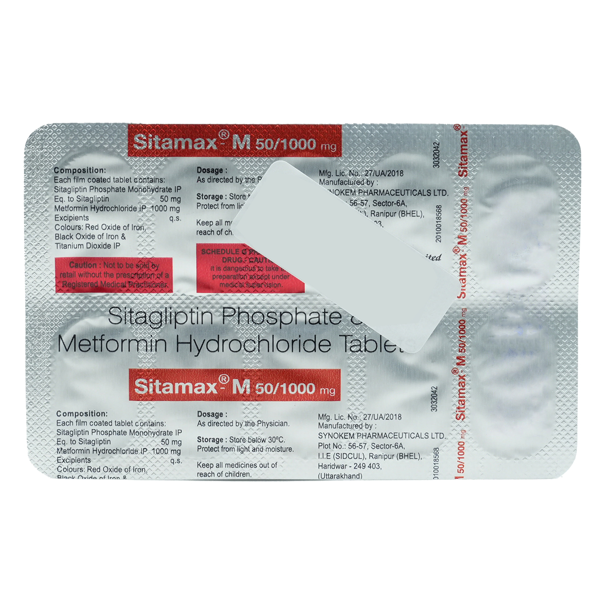 Sitamax M 50 mg/1000 mg Tablet 10's, Pack of 10 TabletS Sitamax M 50 mg/1000 mg Tablet 10's, Pack of 10 TabletS