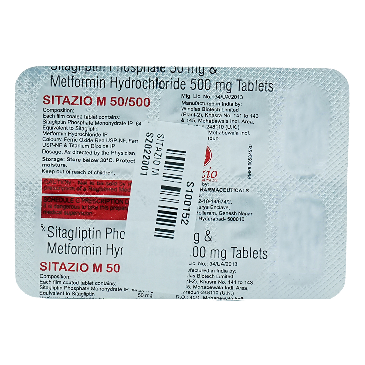 Sitazio M 50 mg/500 mg Tablet 10's, Pack of 10 TabletS Sitazio M 50 mg/500 mg Tablet 10's, Pack of 10 TabletS