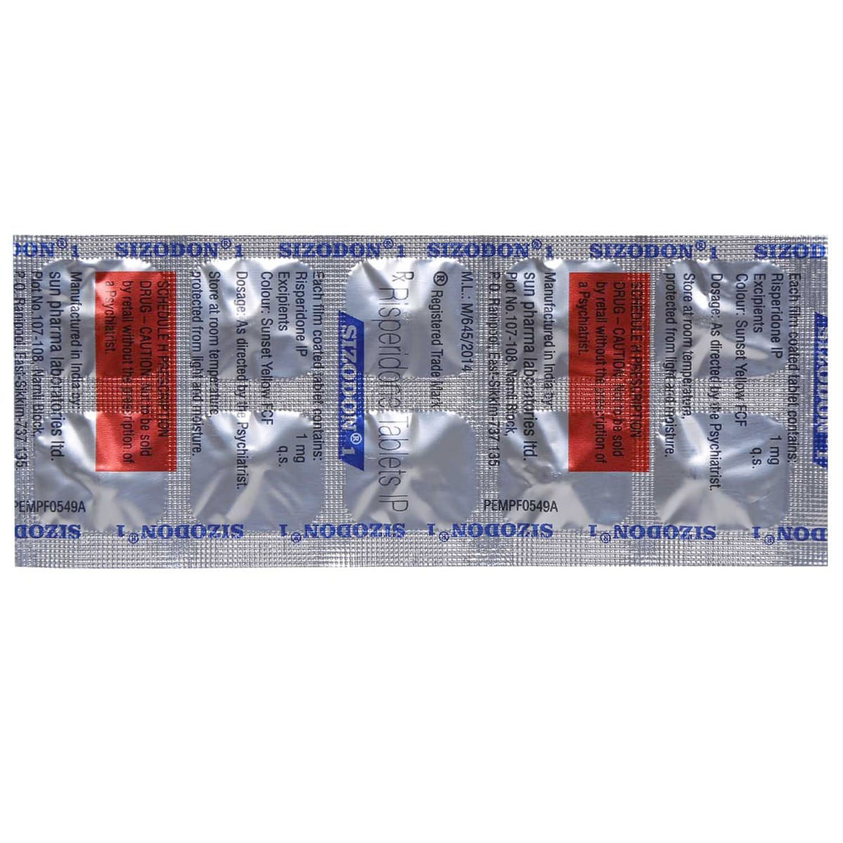 Sizodon 1 Tablet 10's, Pack of 10 TABLETS Sizodon 1 Tablet 10's, Pack of 10 TABLETS
