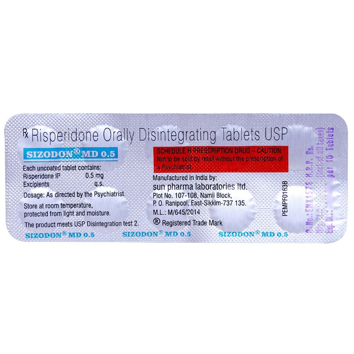 Sizodon MD 0.5 Tablet 10's, Pack of 10 TABLETS Sizodon MD 0.5 Tablet 10's, Pack of 10 TABLETS