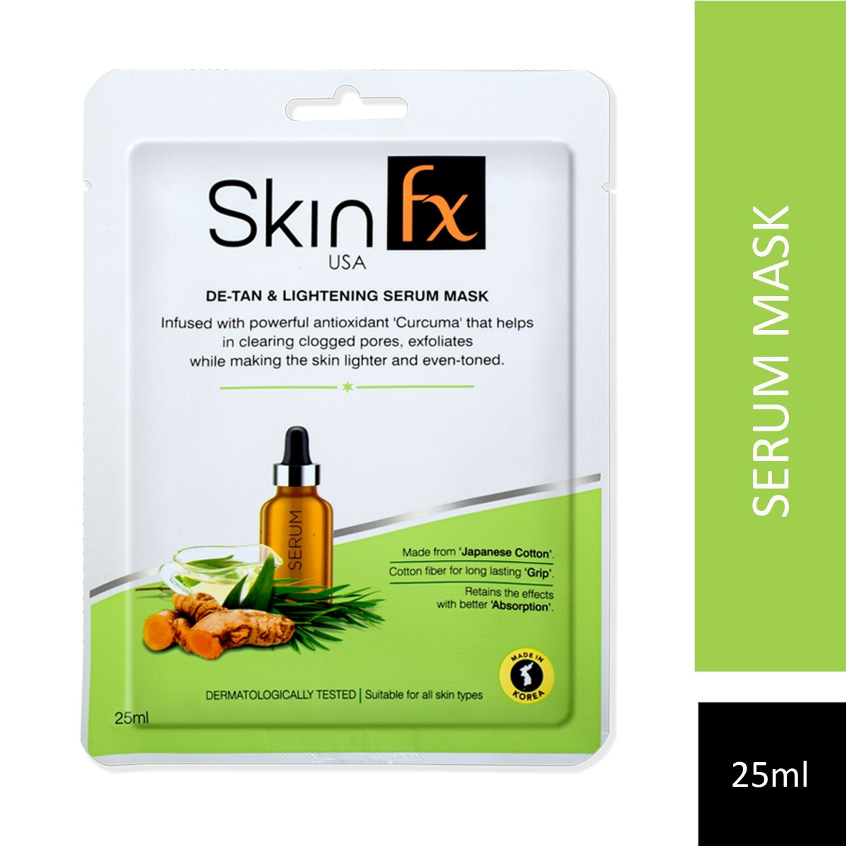 Skin Fx De-Tan & Lightening Serum Mask 25 ml | Infused With Curcuma | Exfoliates & Clears Clogged Pores | For Even Toned & Brighter Looking Skin | For All Skin Type, Pack of 1 Skin Fx De-Tan & Lightening Serum Mask 25 ml | Infused With Curcuma | Exfoliates & Clears Clogged Pores | For Even Toned & Brighter Looking Skin | For All Skin Type, Pack of 1