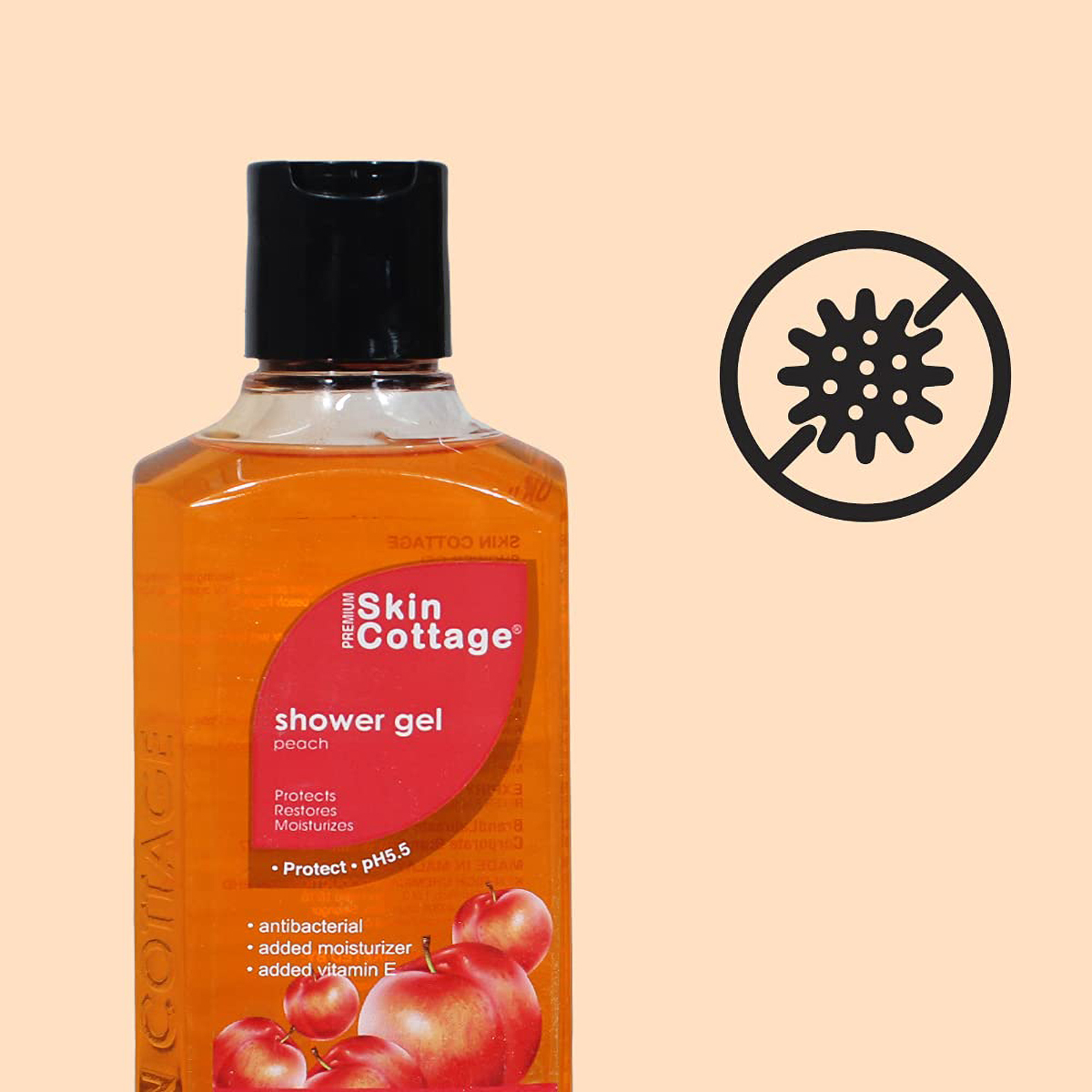 Skin Cottage Peach Shower Gel 400 ml | With Vitamin E & Moisturzers | Gently Cleanses & Moisturises Skin | Protects Against Bacteria | Refreshing Peach Fragrance | pH 5.5, Pack of 1 Skin Cottage Peach Shower Gel 400 ml | With Vitamin E & Moisturzers | Gently Cleanses & Moisturises Skin | Protects Against Bacteria | Refreshing Peach Fragrance | pH 5.5, Pack of 1