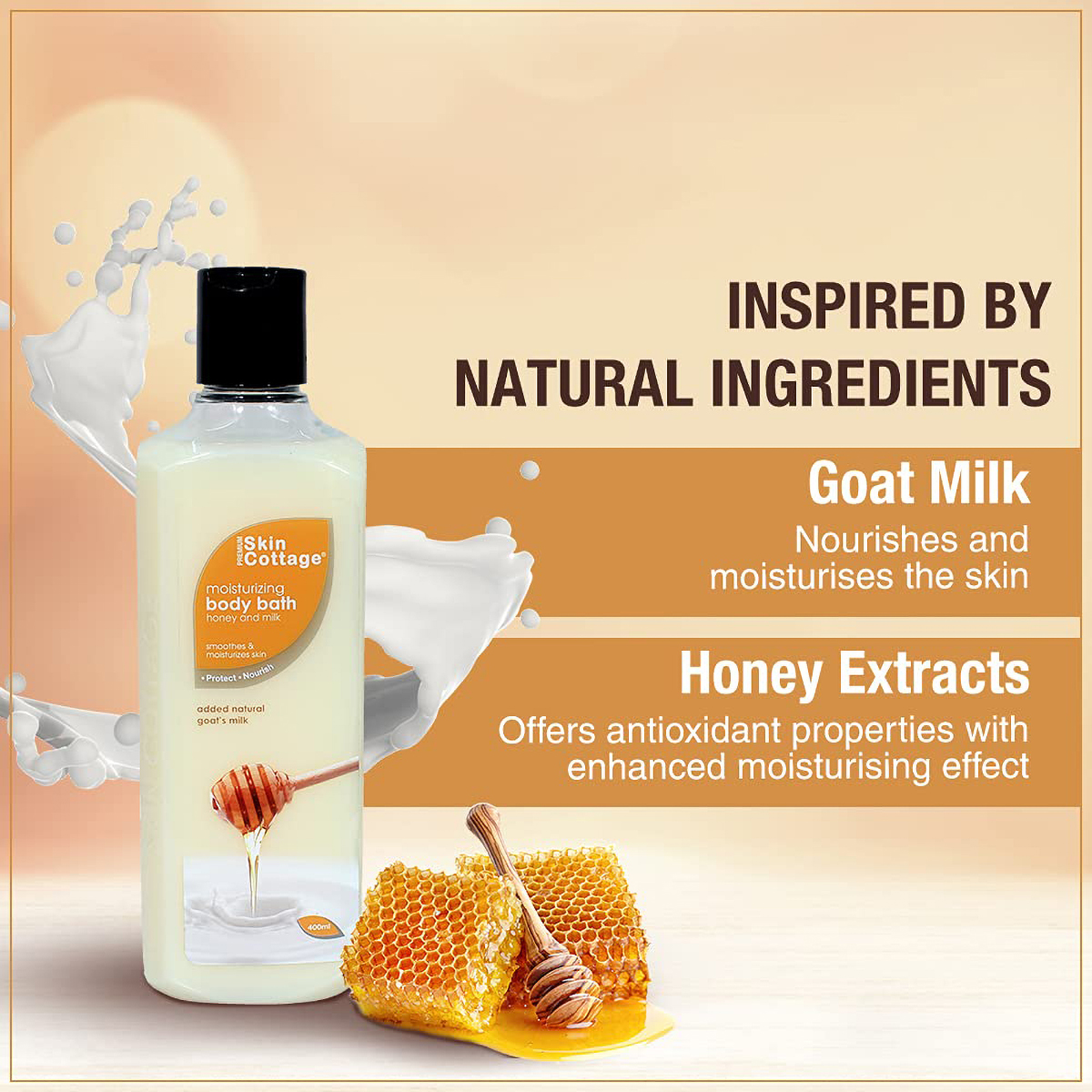 Skin Cottage Honey & Milk Moisturizing Body Bath 400 ml | With Honey & Natural Goat's Milk | Gently Cleanses | Keep Skin Moisturised & Soft, Pack of 1 Skin Cottage Honey & Milk Moisturizing Body Bath 400 ml | With Honey & Natural Goat's Milk | Gently Cleanses | Keep Skin Moisturised & Soft, Pack of 1