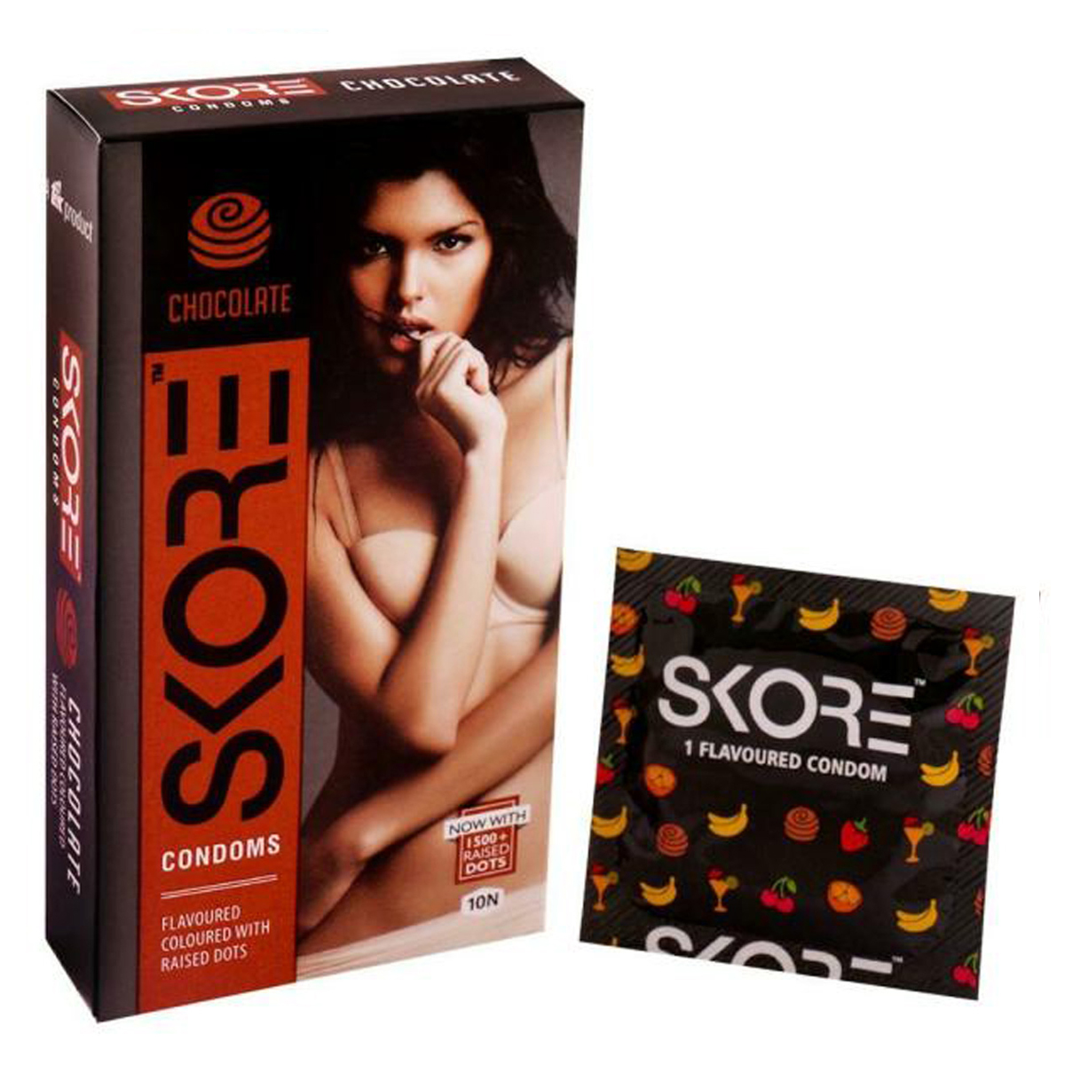 Skore Chocolate Flavour Condoms, 10 Count, Pack of 1 Skore Chocolate Flavour Condoms, 10 Count, Pack of 1