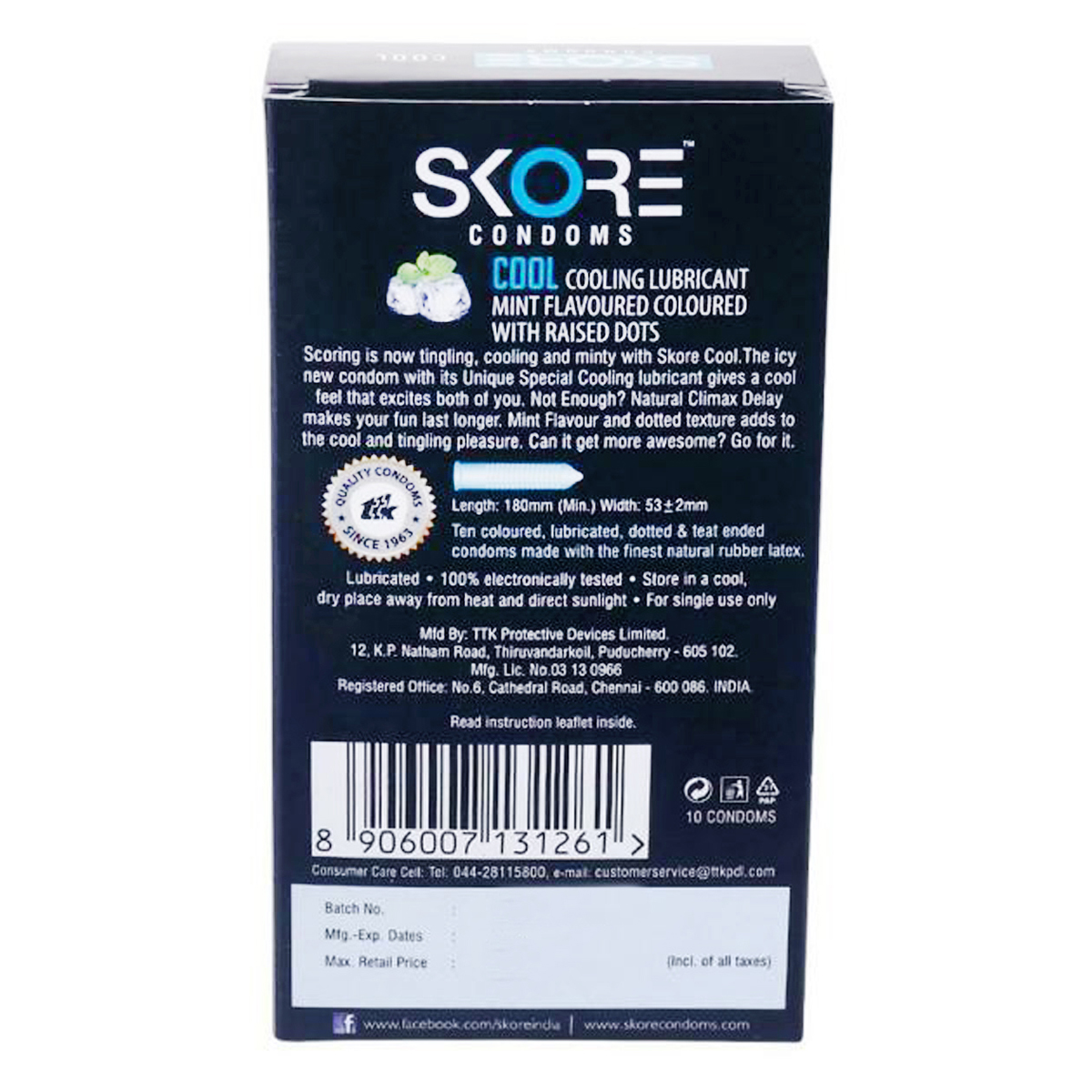Skore Cool Condoms, 10 Count, Pack of 1 Skore Cool Condoms, 10 Count, Pack of 1