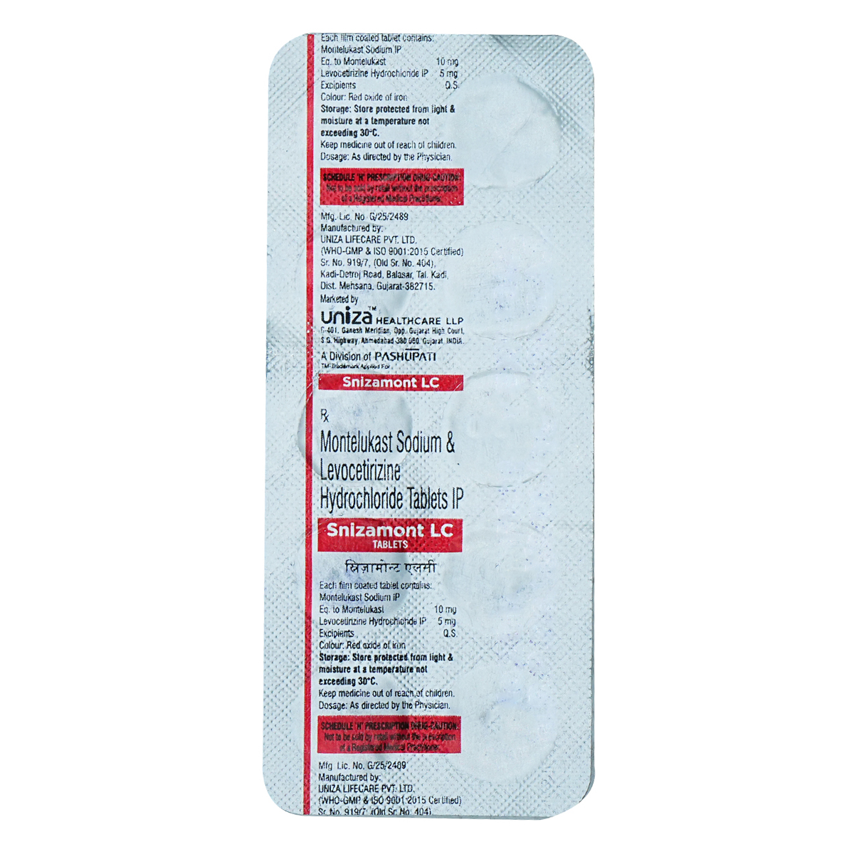 Snizamont LC 10 mg/5 mg Tablet 10's, Pack of 10 TABLETS Snizamont LC 10 mg/5 mg Tablet 10's, Pack of 10 TABLETS