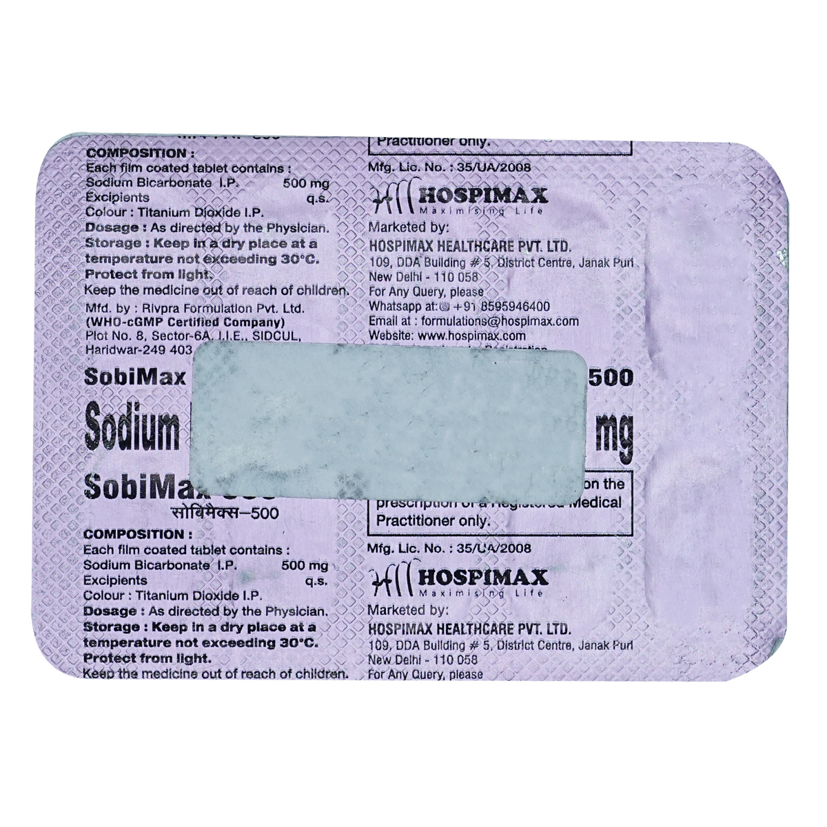 Sobimax 500Mg Tablet 10'S Sobimax 500Mg Tablet 10'S