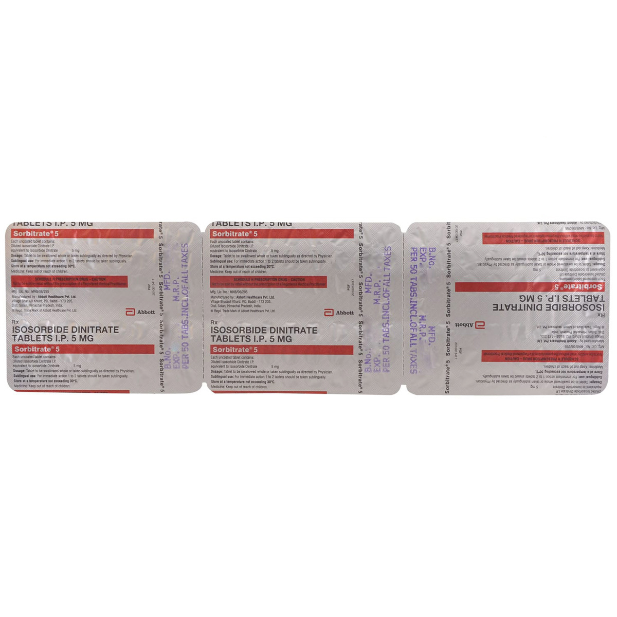 Sorbitrate 5 mg Tablet 50's, Pack of 50 TABLETS Sorbitrate 5 mg Tablet 50's, Pack of 50 TABLETS