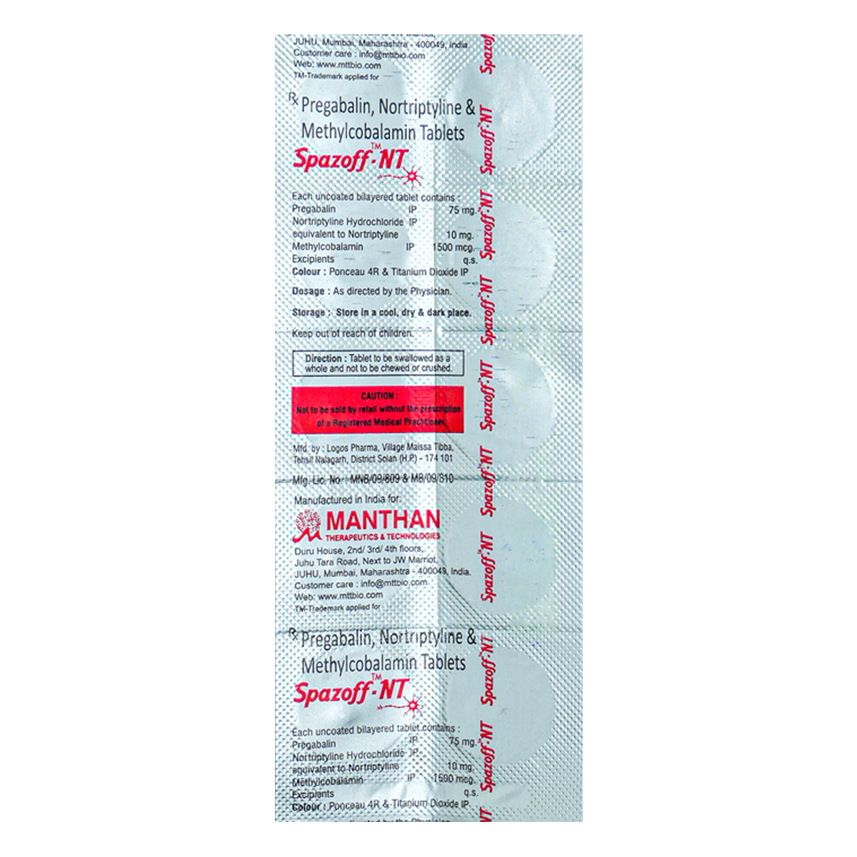 Spazoff-NT Tablet 10's Spazoff-NT Tablet 10's