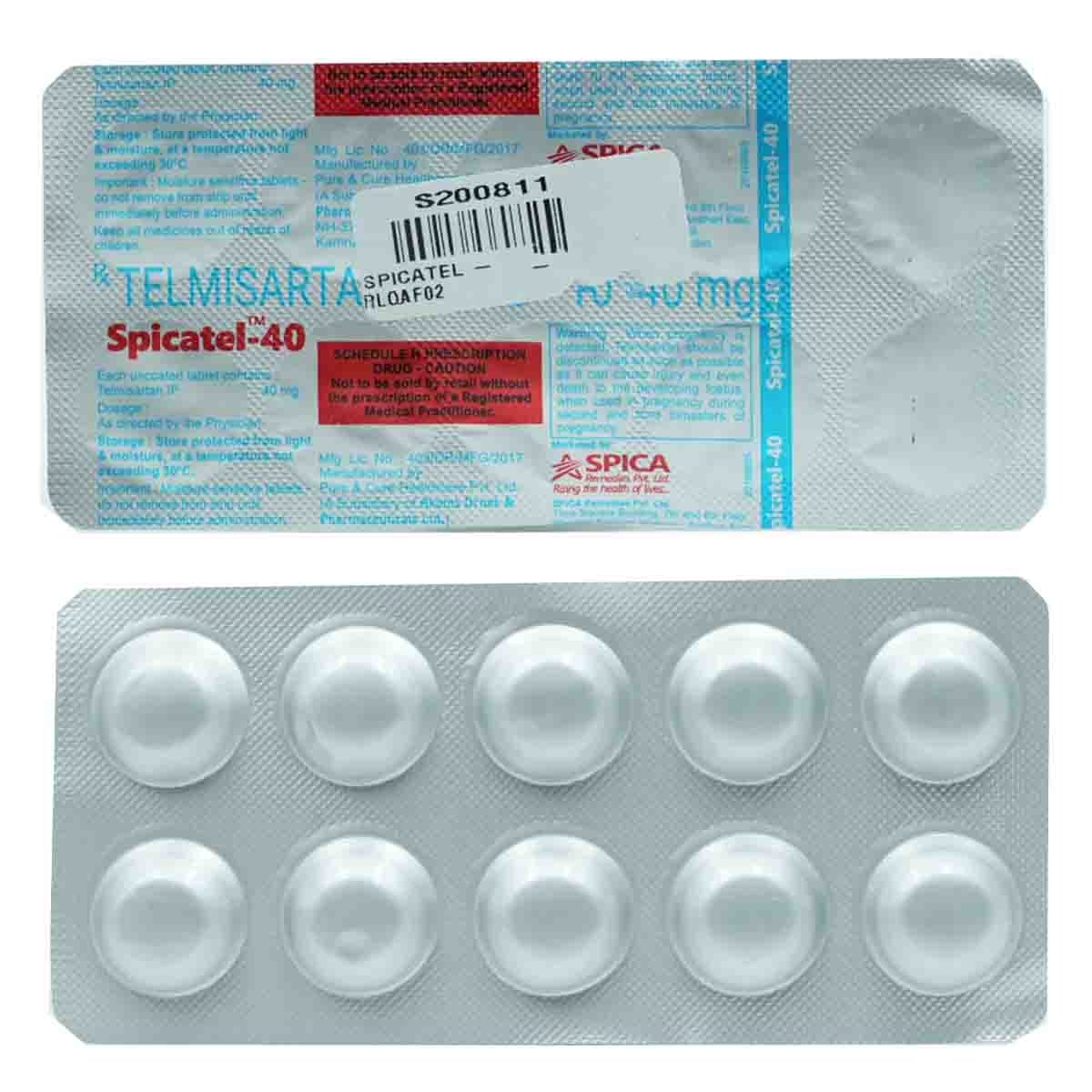 Spicatel-40 Tablet 10's, Pack of 10 TABLETS Spicatel-40 Tablet 10's, Pack of 10 TABLETS