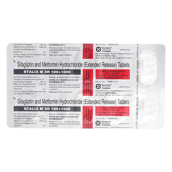 Stalix M XR 100 mg/1000 mg Tablet 10's, Pack of 10 TabletS Stalix M XR 100 mg/1000 mg Tablet 10's, Pack of 10 TabletS