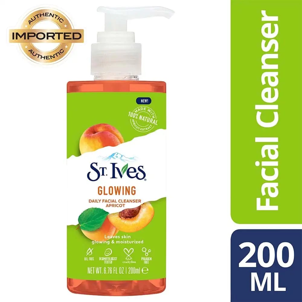 St. Ives Glowing Apricot Daily Facial Cleanser 200 ml | 100% Natural Apricot Extract | Removes Oil, Dirt & Impurities | Gives Moisturised & Glowing Skin, Pack of 1 St. Ives Glowing Apricot Daily Facial Cleanser 200 ml | 100% Natural Apricot Extract | Removes Oil, Dirt & Impurities | Gives Moisturised & Glowing Skin, Pack of 1
