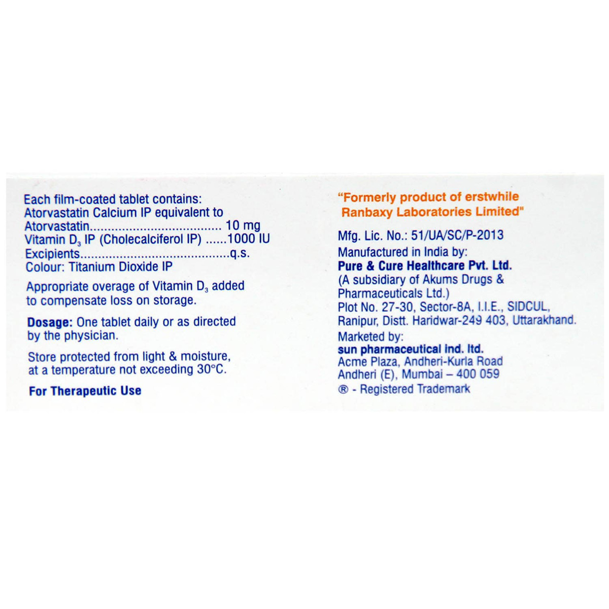 Storvas D 10 Tablet 10's, Pack of 10 Storvas D 10 Tablet 10's, Pack of 10