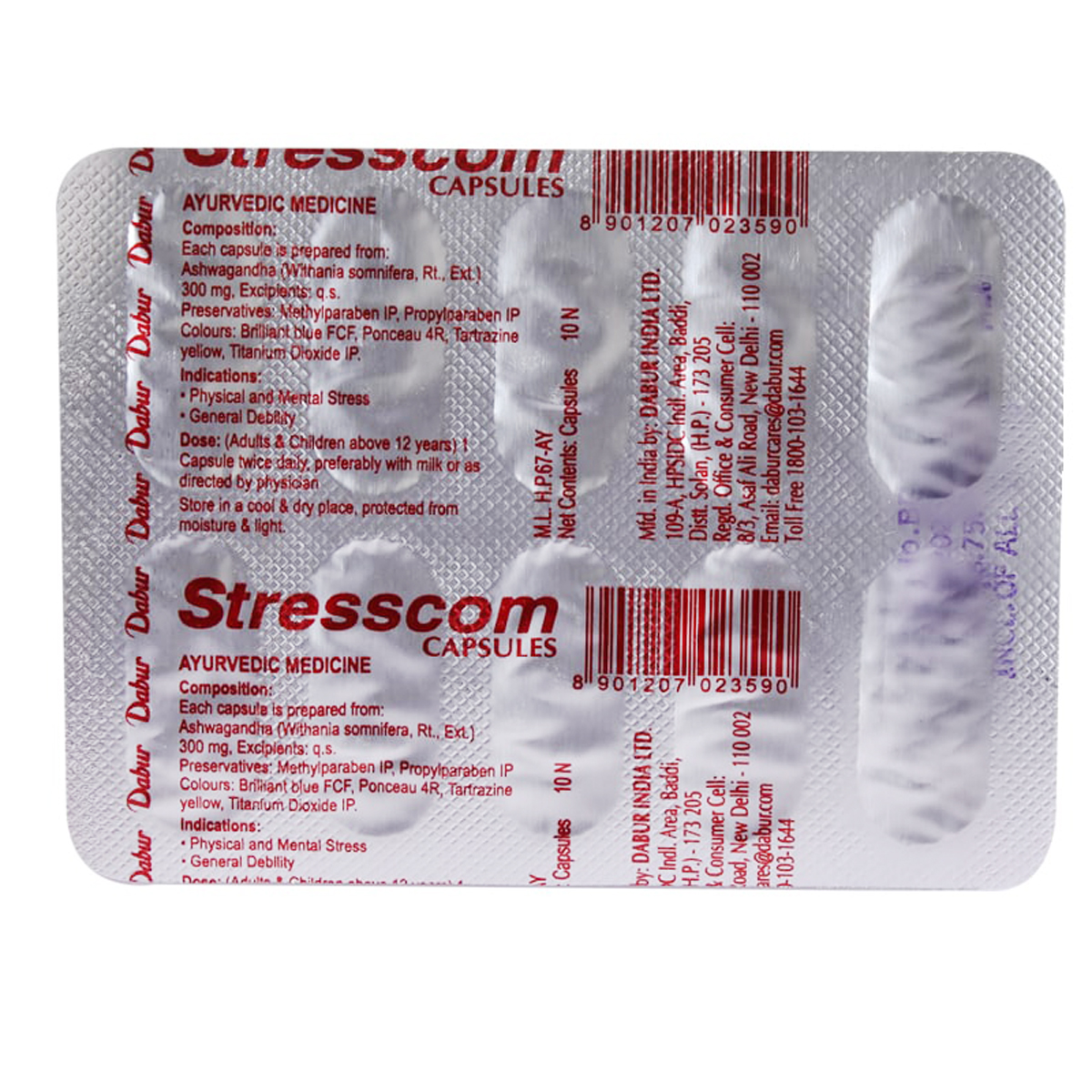 Dabur Stresscom Ashwagandha, 10 Capsules, Pack of 10 Dabur Stresscom Ashwagandha, 10 Capsules, Pack of 10