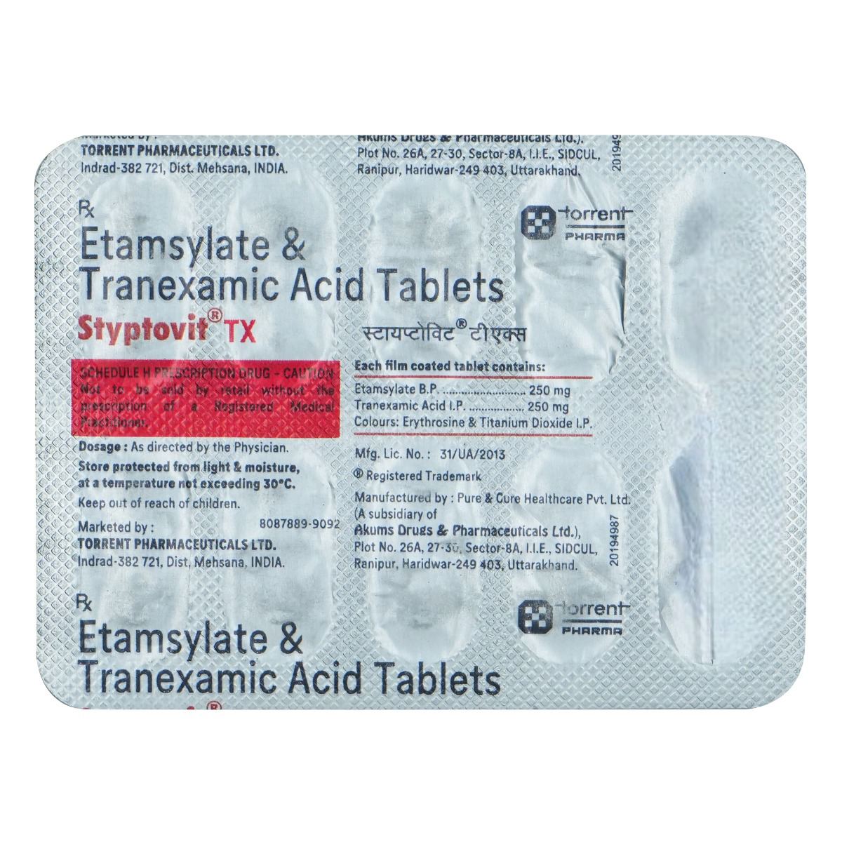 Buy Styptovit TX 250 mg/250 mg Tablet 10's Online