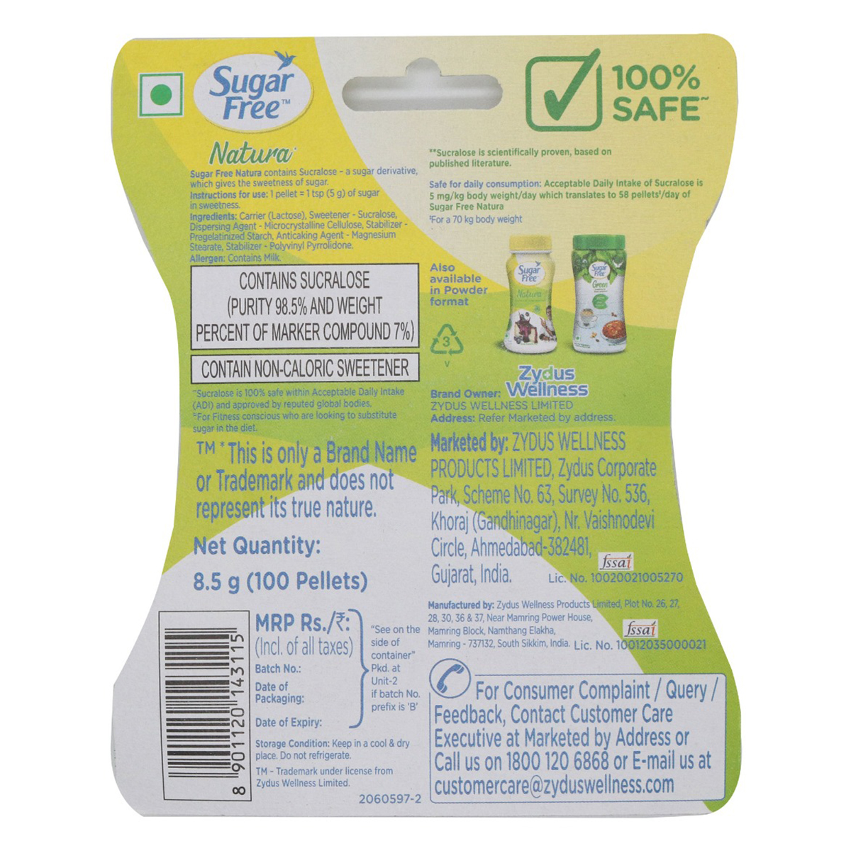 Sugar Free Natura Low Calorie Sweetener, 100 Pellets, Pack of 1 Sugar Free Natura Low Calorie Sweetener, 100 Pellets, Pack of 1