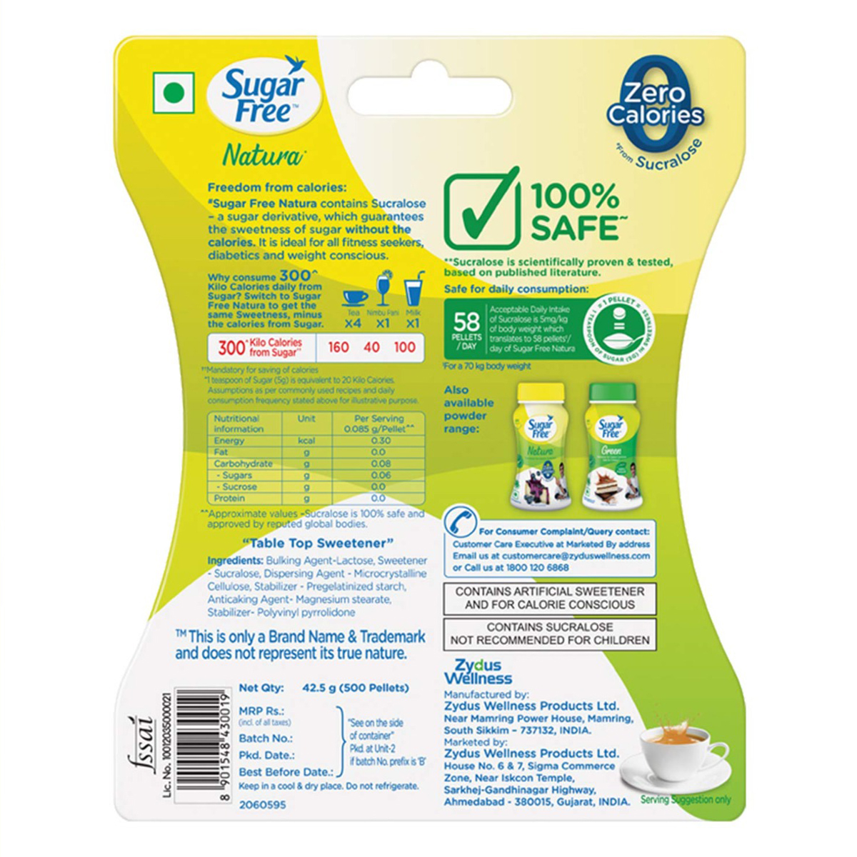 Sugar Free Natura Low Calorie Sweetener, 500 Pellets, Pack of 1 Sugar Free Natura Low Calorie Sweetener, 500 Pellets, Pack of 1