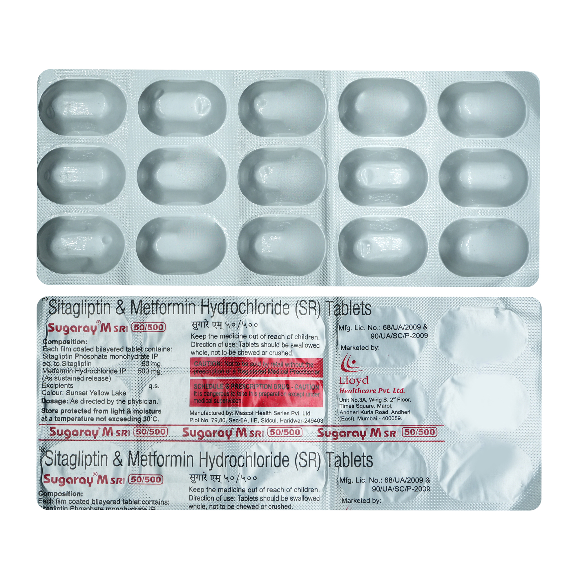 Sugaray M SR 50 mg/500 mg Tablet 15's, Pack of 15 TabletS Sugaray M SR 50 mg/500 mg Tablet 15's, Pack of 15 TabletS