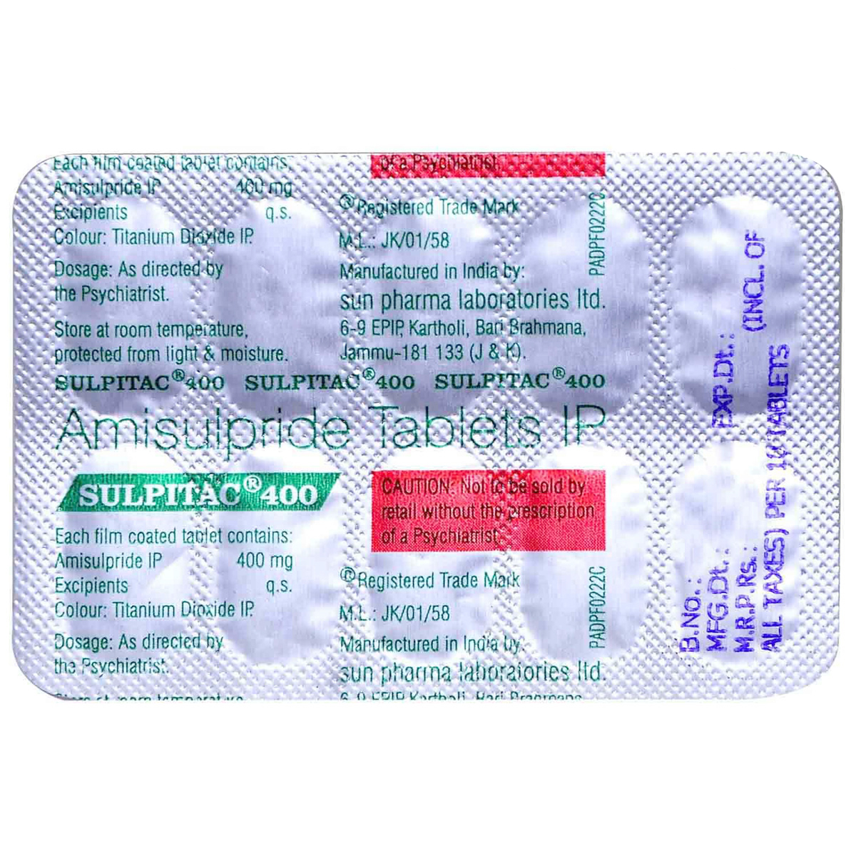 Sulpitac 400 Tablet 10's, Pack of 10 TABLETS Sulpitac 400 Tablet 10's, Pack of 10 TABLETS
