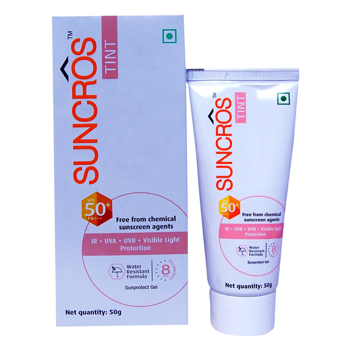 Buy Suncros Tint Sunprotect Gel SPF 50+ PA+++ IR+UVA+UVB, 50 gm Online