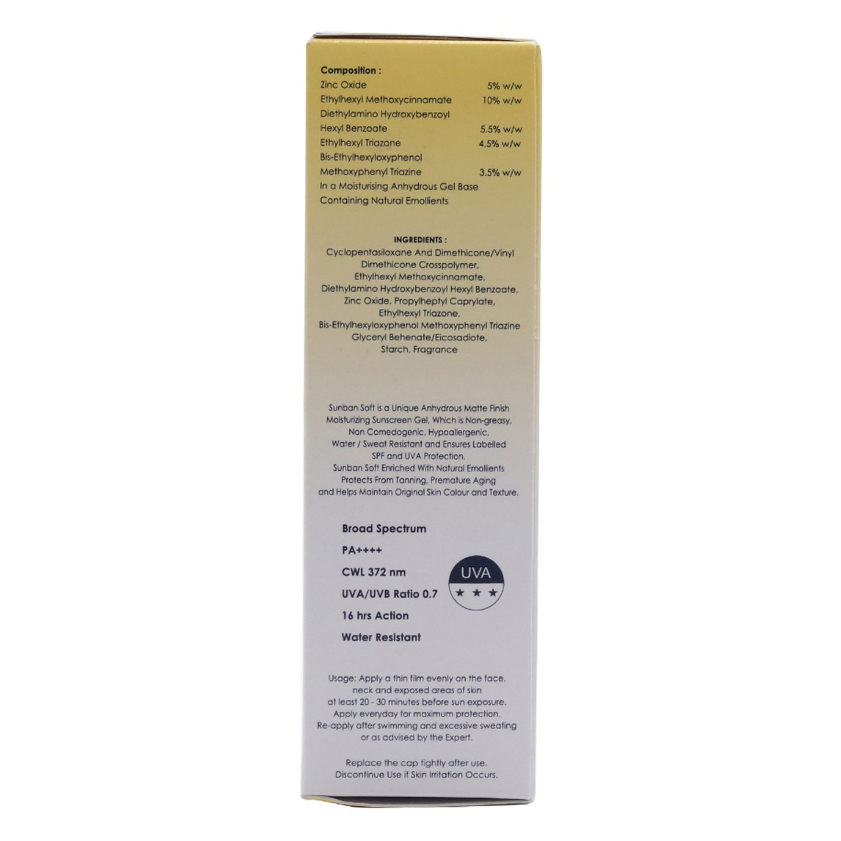 Sunban Soft Spf 50+ Sunscreen Gel, 75 gm, Pack of 1 Gel Sunban Soft Spf 50+ Sunscreen Gel, 75 gm, Pack of 1 Gel