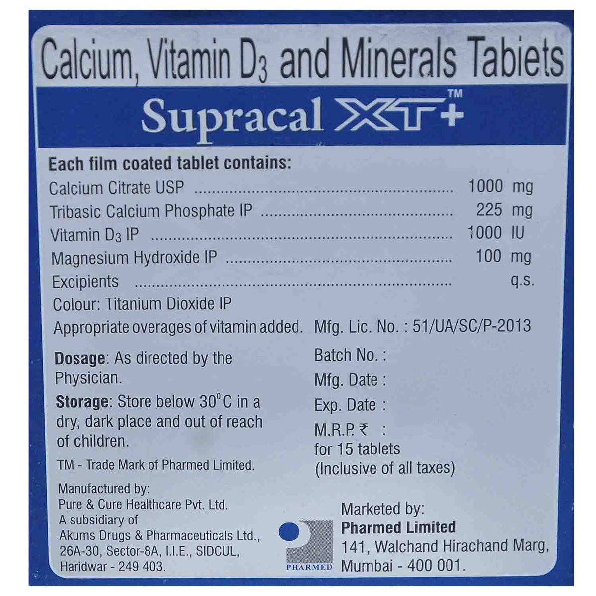 Supracal XT Plus Tablet 15's, Pack of 15 Supracal XT Plus Tablet 15's, Pack of 15