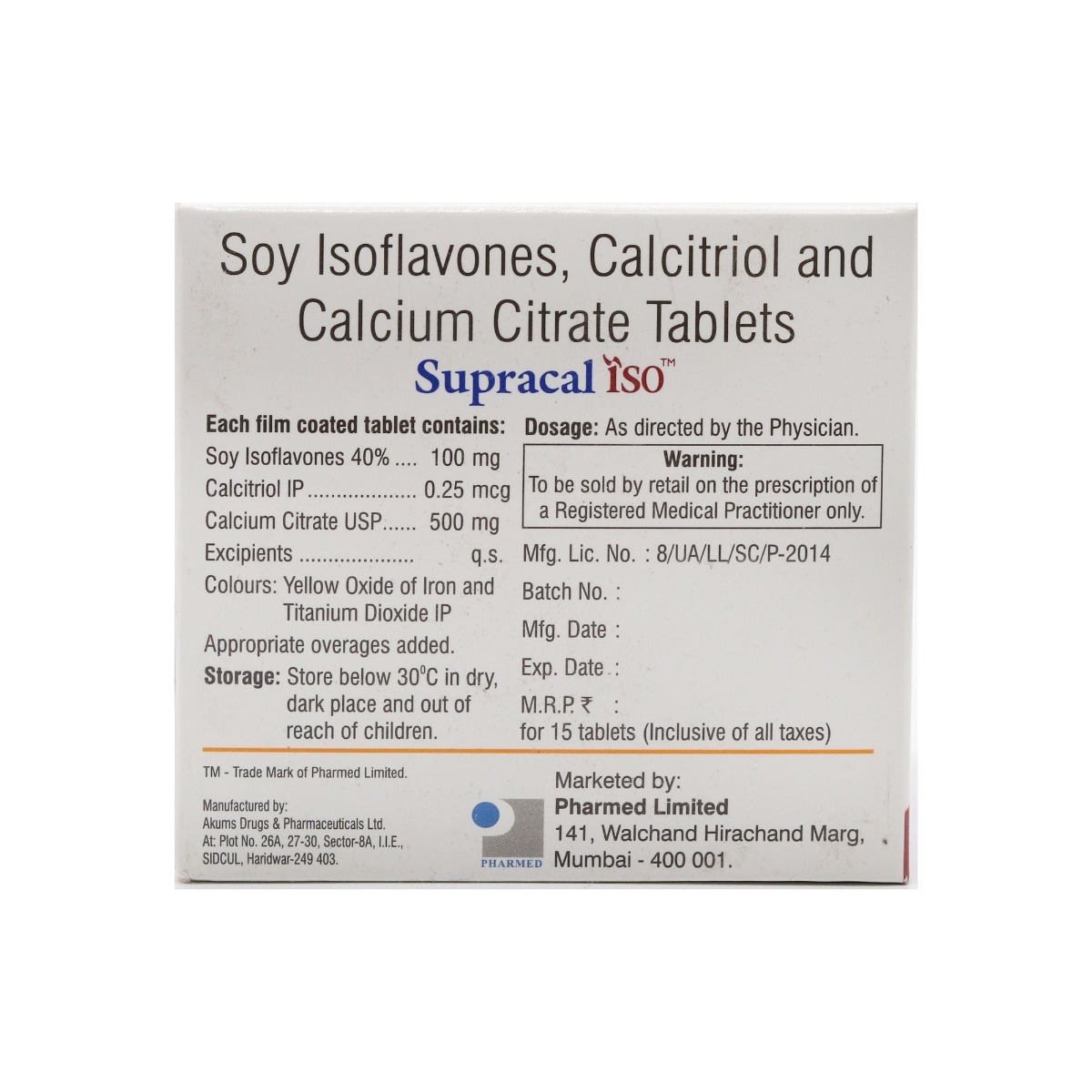 Supracal ISO Tablet 15's, Pack of 15 TabletS Supracal ISO Tablet 15's, Pack of 15 TabletS