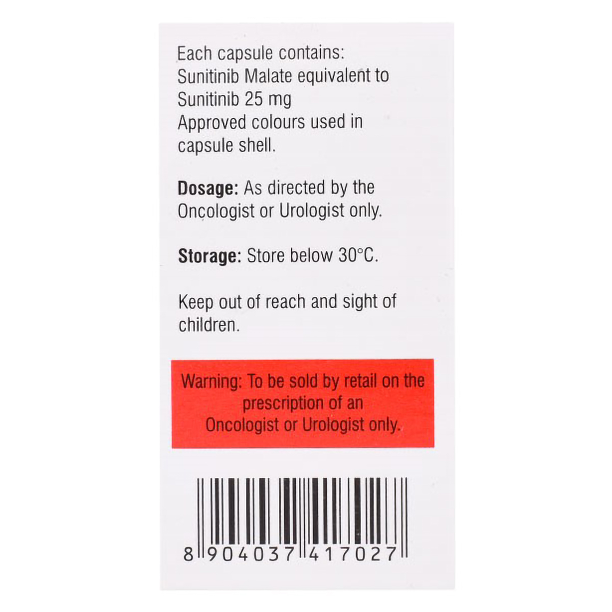 Sutinat 25 Capsule 28's, Pack of 1 Capsule Sutinat 25 Capsule 28's, Pack of 1 Capsule