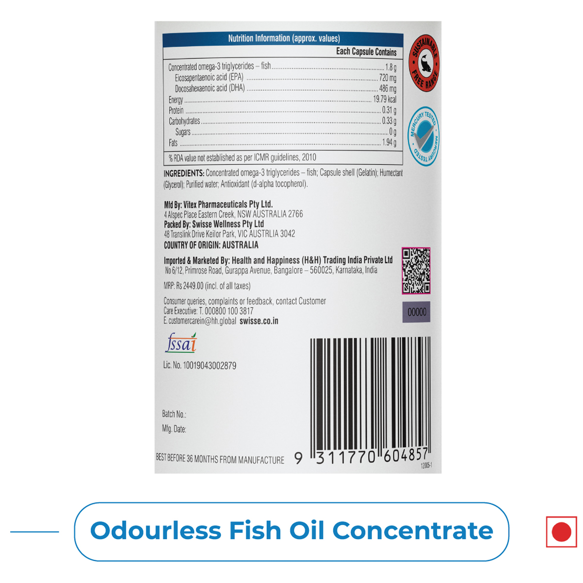 Swisse Ultiboost 1800 mg 4X Strength Wild Fish Oil, 60 Capsules, Pack of 1 Swisse Ultiboost 1800 mg 4X Strength Wild Fish Oil, 60 Capsules, Pack of 1