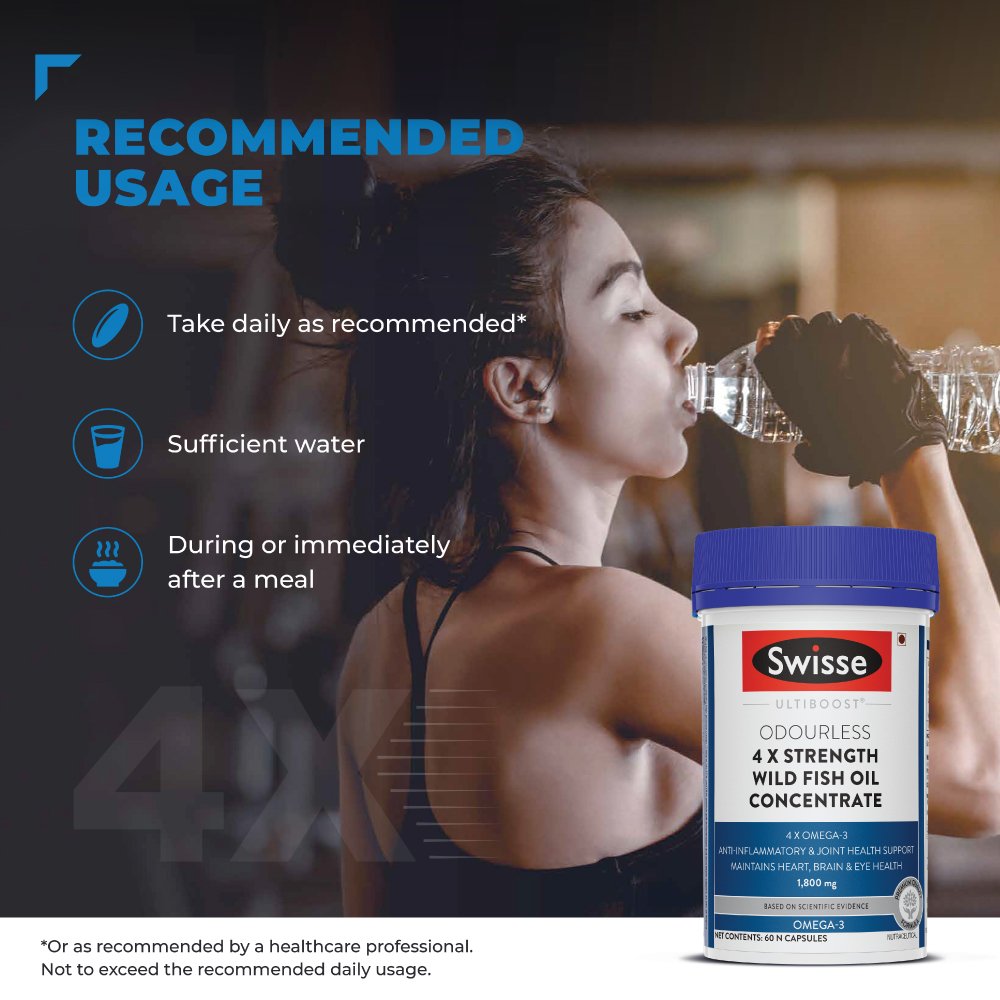 Swisse Ultiboost 1800 mg 4X Strength Wild Fish Oil, 60 Capsules, Pack of 1 Swisse Ultiboost 1800 mg 4X Strength Wild Fish Oil, 60 Capsules, Pack of 1