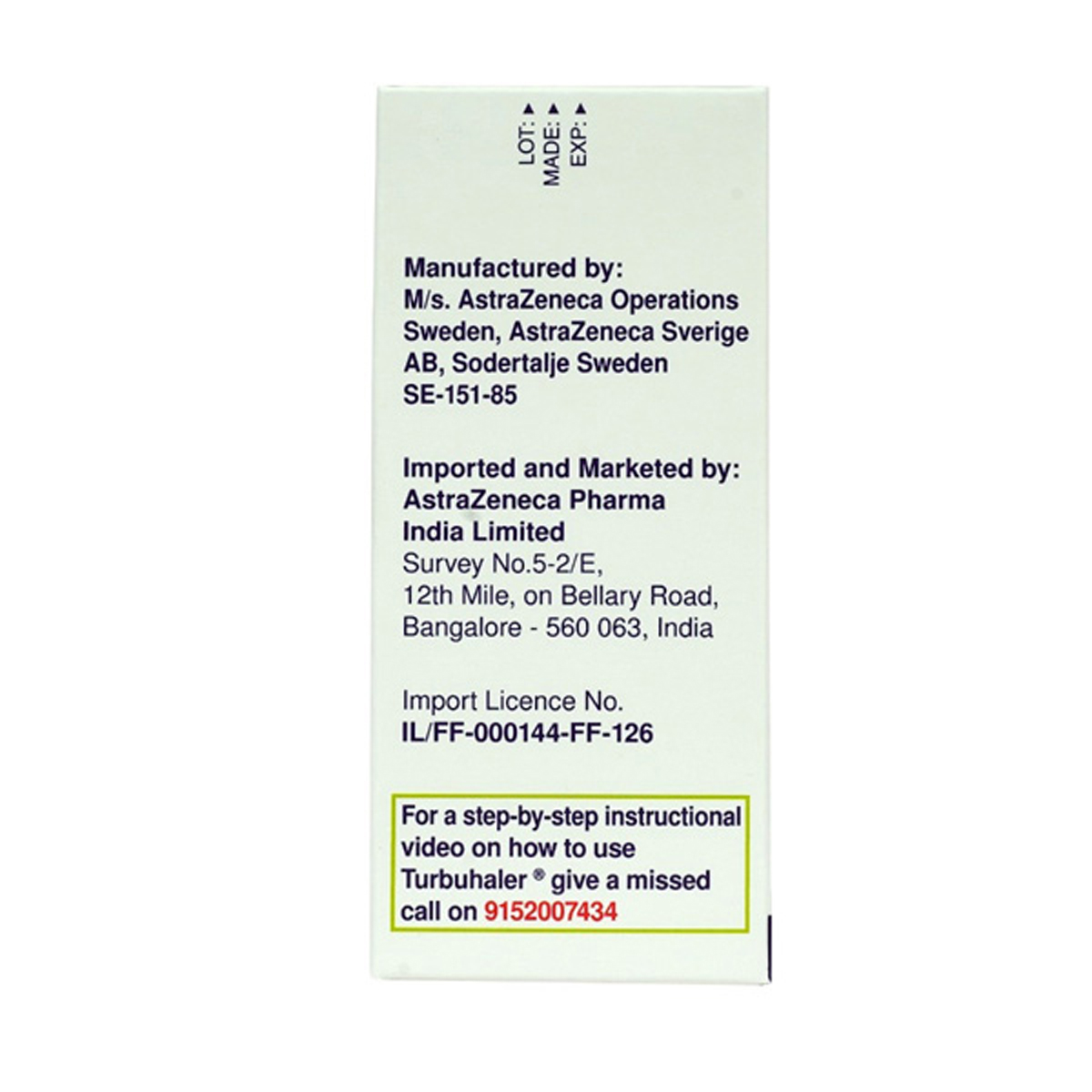 Symbicort 160mcg/4.5mcg Turbuhaler 60 Mdi, Pack of 1 INHALER Symbicort 160mcg/4.5mcg Turbuhaler 60 Mdi, Pack of 1 INHALER