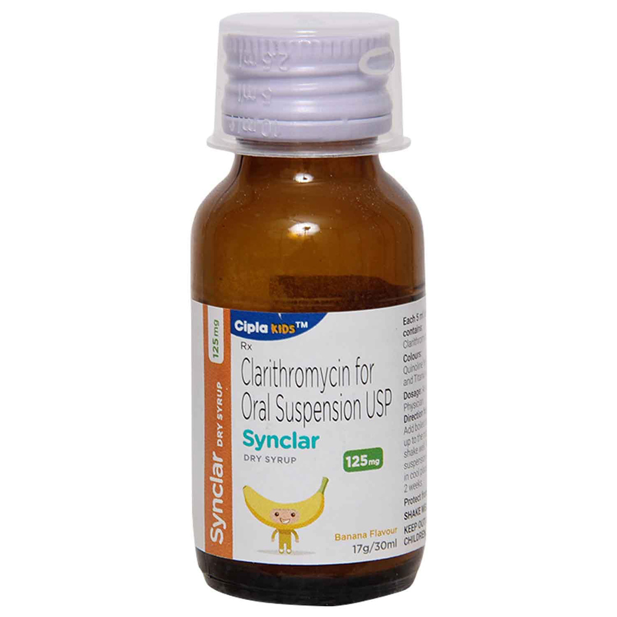Synclar 125 mg Banana Flavour Dry Syrup 30 ml, Pack of 1 Syrup Synclar 125 mg Banana Flavour Dry Syrup 30 ml, Pack of 1 Syrup