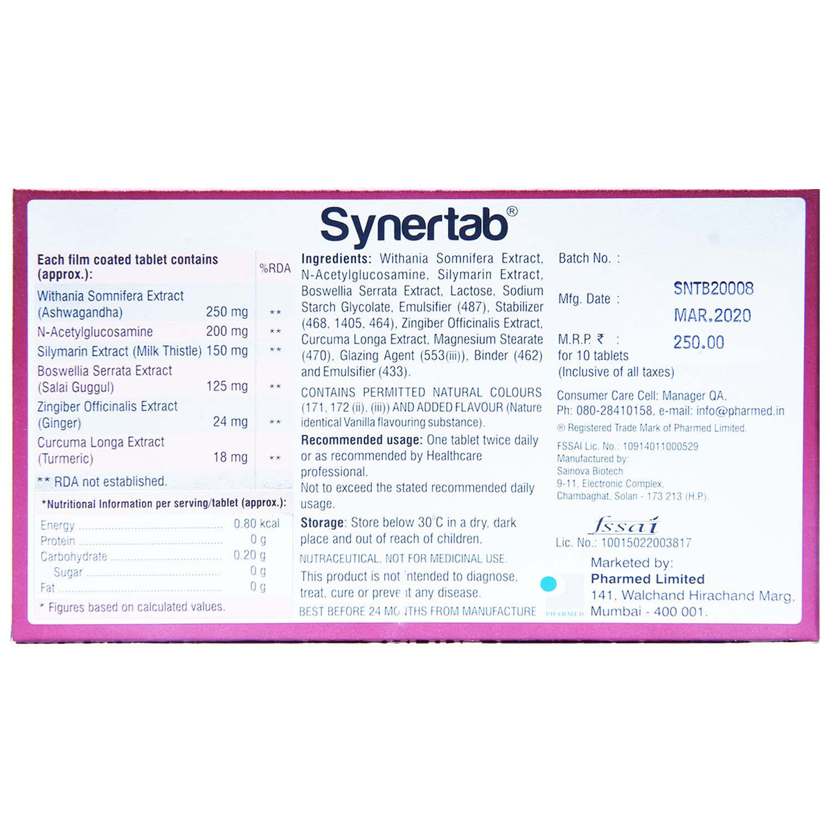 Synertab Tablet 10's, Pack of 10 Synertab Tablet 10's, Pack of 10
